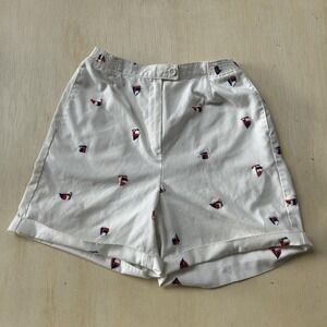 Vintage Gordon Of Philadelphia Chino Shorts Womens 10 White Nautical Embroidered